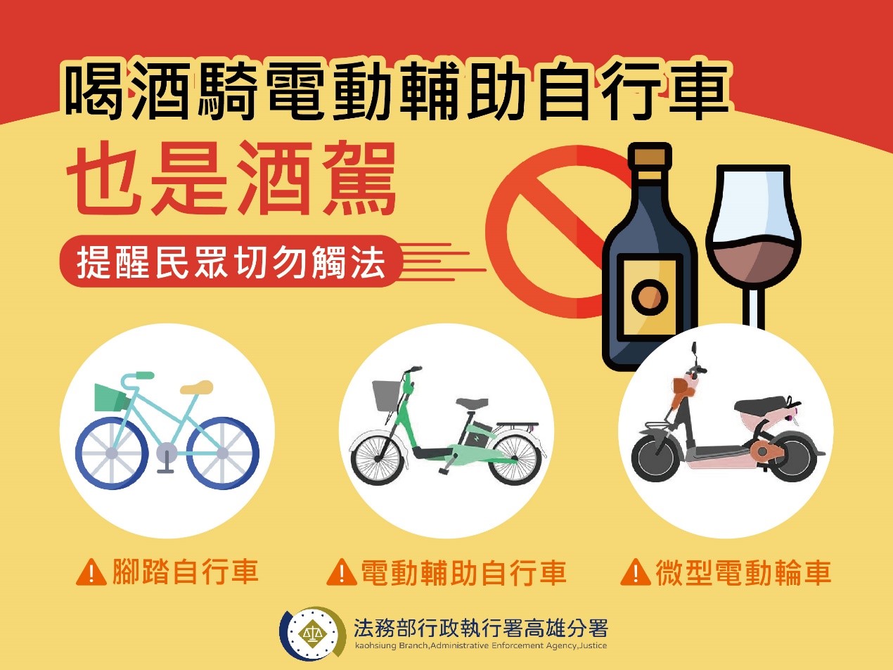 喝酒騎自行車也是酒駕宣導